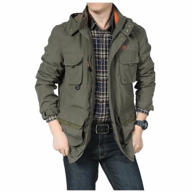 Safari Style large size basic jacket men coat male Pockets motorcycle army outerwear pilot bomber ja