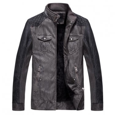 Winter Men Leather Jacket PU Stand Collar Motorcycle Leather Jackets Men Jaqueta De Couro Bomber Jac