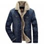 New Arrival 2017 Denim Thick Brand Jacket Men Warm Fleece Jacket Deep Blue Winter Coat Men Windbreak