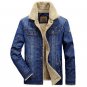 New Arrival 2017 Denim Thick Brand Jacket Men Warm Fleece Jacket Deep Blue Winter Coat Men Windbreak