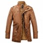 2017 Winter PU Leather Jacket Men Long Fashion Wool Motorcycle Jackets Trench Coat Parka Mens Leathe