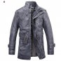 2017 Winter PU Leather Jacket Men Long Fashion Wool Motorcycle Jackets Trench Coat Parka Mens Leathe