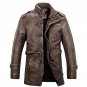 2017 Winter PU Leather Jacket Men Long Fashion Wool Motorcycle Jackets Trench Coat Parka Mens Leathe