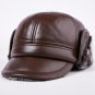 Men Genuine Leather Bomber Hats Men Winter Cowskin Warm Cap  Male Ears Flaps Natural Leather Bomber 