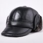 Men Genuine Leather Bomber Hats Men Winter Cowskin Warm Cap  Male Ears Flaps Natural Leather Bomber 