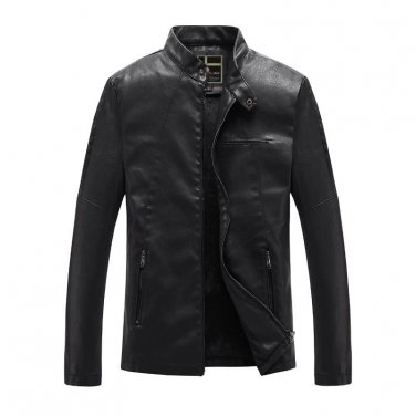 Male Leather Bomber Jacket Brand Locomotive Jaqueta Masculina Couro Stand Collar Mens PU Leather Jac
