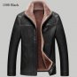New Trend  Fur Black Leather Pilot Jacket Men Veste Cuir Homme 2016 Winter Fashion Faux Fur Design T