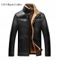 New Trend  Fur Black Leather Pilot Jacket Men Veste Cuir Homme 2016 Winter Fashion Faux Fur Design T