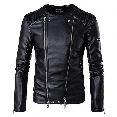 Winter jacket men coat slim bomber Travel waterproof long sleeve Zipper faux genuine leather PU moto