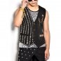 Black Cotton Blend Fabric Square Rivets Vest Silver Sequins Vest Harlan Pants Men Set Ds Dj Nightclu