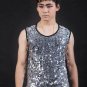 Silver Sequins Singer stage men\'s vest men pullover brand roupas masculinas sexy tank top camisetas