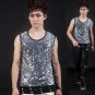 Silver Sequins Singer stage men\'s vest men pullover brand roupas masculinas sexy tank top camisetas