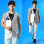 Summer style personality slim male paillette vest men gold silver tassel punk rock costumes singer d