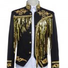 male jacket blazer outfit singer sequined gold silver host clothing nightclub stage activities star 