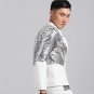 Silver sequins party Leather blazer jacket male costume bar DJ outerwear singer dancer star party pe