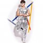 Gold Or Silver Sequins Collarless Leather Fabric Men Open Stitch Vest Pants DsDj Nightclub Male Sing