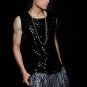Silver sequins round collar Singer stage black men\'s vest men pullover brand roupas masculinas sexy