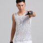 2017 summer style personality slim male sleeveless sequins vest men punk rock costumes singer dance 