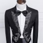 New Mens Black White Stage Singer Swallowtail With Silver Gold Embroidery Dinner Party Magician Mast
