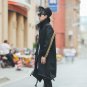 Men High Street Fashion Hip Hop Loose Trench Coat Golden Ribbon Zipper Male Long Windbreaker Jacket 
