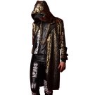 Golden Blue Black Men Women Stage Clothes Hooded Cloak Trench Coat Nightclub Singer Dancer DJ Costum