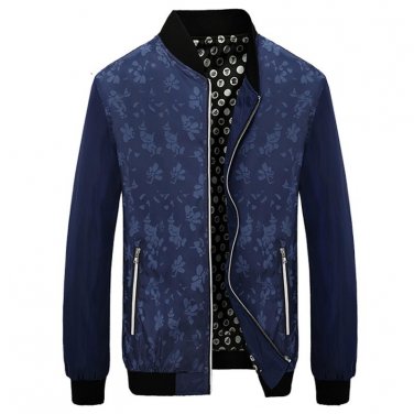 2017 New Arrival Spring Autumn Men\'s Jackets Fashion Print Coats Male Casual Slim Stand Collar Bomb
