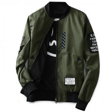 New 2017 Bomber Jacket Mens Pilot With Patches Green Both Side Wear Thin Pilot Bomber Jacket Men Win