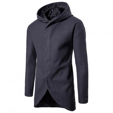 Men Hooded Jacket Coat Casual Outwear Fashion Cardigan Windbreaker Zipper Elegant Top Slim FIt Solid