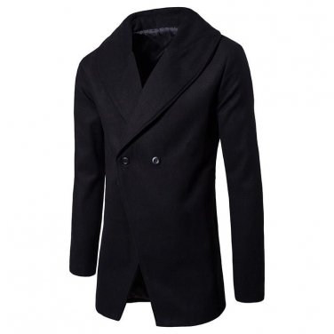 Men Fashion Jacket Coat Lapel Smart Fleece Winter Casual Business Outwear Cardigan Button Overcoat W