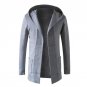 2017 Autumn Man Fashion Long Sleeve Light Grey Open Front Cardigan Jacket Slim Fit Casual Hooded Coa