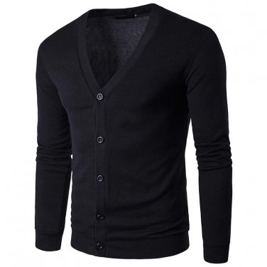 2017 New Fashion Autumn Solid Color Men\'s Sweaters High Quality V-Neck  Thin Cardigan Casual Coat M