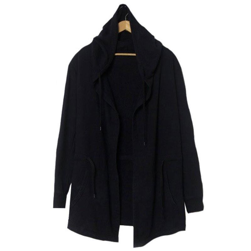Black Cloak Poncho Hoodie Mens Long Hooded Cardigan High Street Mantle Coat Sweatshirt Wizard Magici