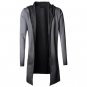 Vintage old gray gradient male long hooded cardigan coat Metrosexual men new design cotton England s