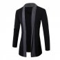 England Gentlemen Stylish Men Knitted Cardigan Jacket Slim Casual Long Sleeve Patchwork Mid-Long Coa