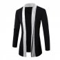 England Gentlemen Stylish Men Knitted Cardigan Jacket Slim Casual Long Sleeve Patchwork Mid-Long Coa
