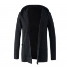 2017 Autumn Man Fashion Long Sleeve Open Front Cardigan Coat Slim Fit Male Tops Basic Black Hooded J