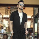 2017 summer new mens black short sleeved knit sweater casual cardigan sweater coat man short sleeve 
