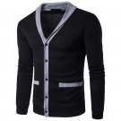 2017 New Fashion Autumn Patchwork Men\'s Sweaters High Quality V-Neck Splice Thin Cardigan Casual Co