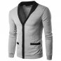 2017 New Fashion Autumn Patchwork Men\'s Sweaters High Quality V-Neck Splice Thin Cardigan Casual Co