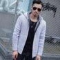 Spring new men\'s personality Slim Hooded Jacket solid color sweater cardigan jacket thick jacket si