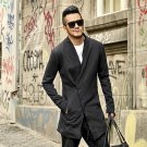 2017 Men new British style black slim long version suit coat Mens cardigan cotton casual fashion win