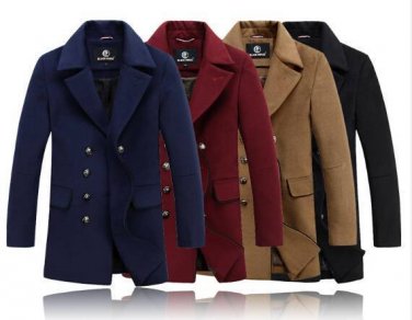Hot Plus size XXXXL Spring Autumn New 2014 Men\'s Casual Stand Collar Trench coat Men Wool Coat Over