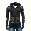 2017 PU Leather Pacthwork Black Gray Hip Hop Hoodie Men Fashion Long Zipper Sportwear Cardigans Coat