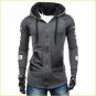 2017 PU Leather Pacthwork Black Gray Hip Hop Hoodie Men Fashion Long Zipper Sportwear Cardigans Coat