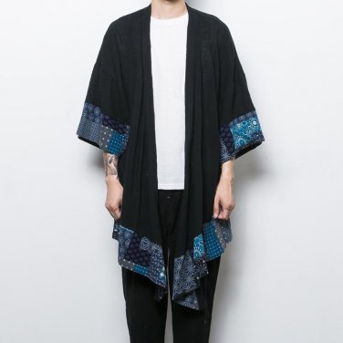 men\'s section wind and wind japanese crane embroidery small kimono cardigan
