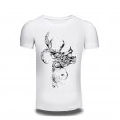 High Quality 3d T Shirt Mens Deer Punk Print Punk Gothic Short Sleeve T-Shirt O Neck Tee Shirt Summe