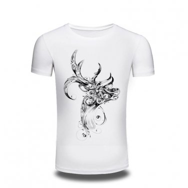 High Quality 3d T Shirt Mens Deer Punk Print Punk Gothic Short Sleeve T-Shirt O Neck Tee Shirt Summe