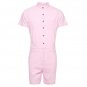 Gothic Rompers Men Stretch Jumpsuit male Cargo Summer Hip-Hop single breasted tops zipper trousers o