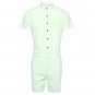 Gothic Rompers Men Stretch Jumpsuit male Cargo Summer Hip-Hop single breasted tops zipper trousers o