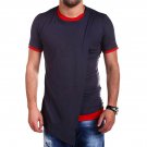 M-2XL Short Sleeve Irregular Capes Shirts Men O-Neck Patchwork Black Gray Blue Cloak T Shirt Youth 2